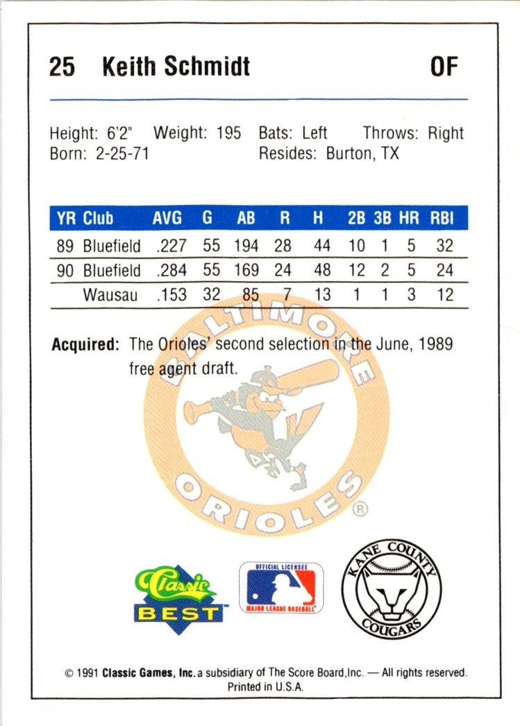 1991 Classic Best Kane County Cougars Keith Schmidt