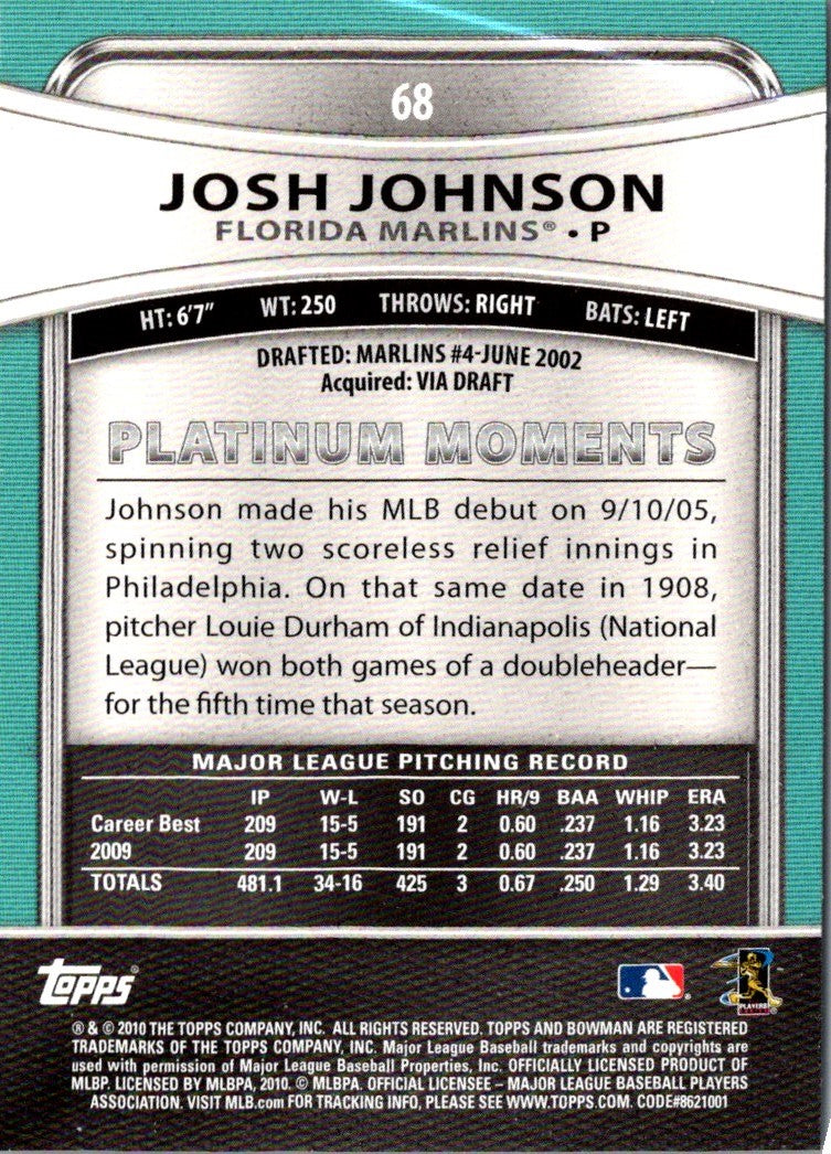 2010 Bowman Platinum Josh Johnson