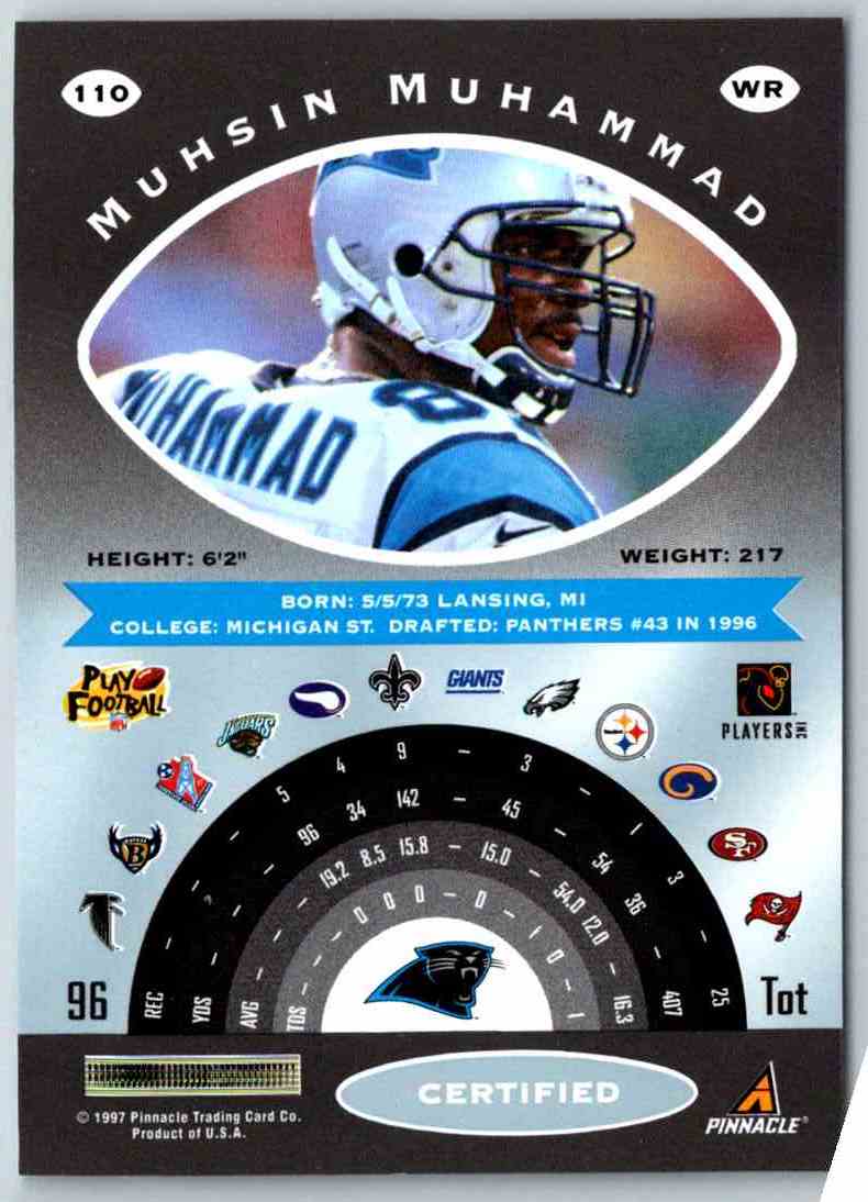 1997 Pinnacle Certified NFL Muhsin Muhammad