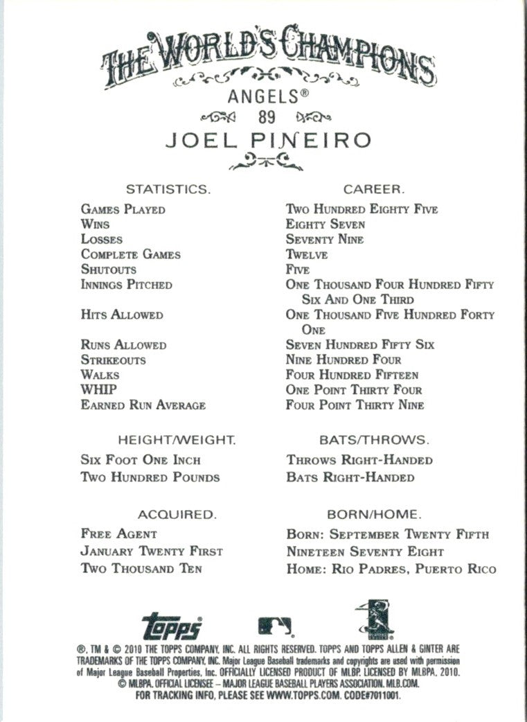 2010 Topps Allen & Ginter Joel Pineiro