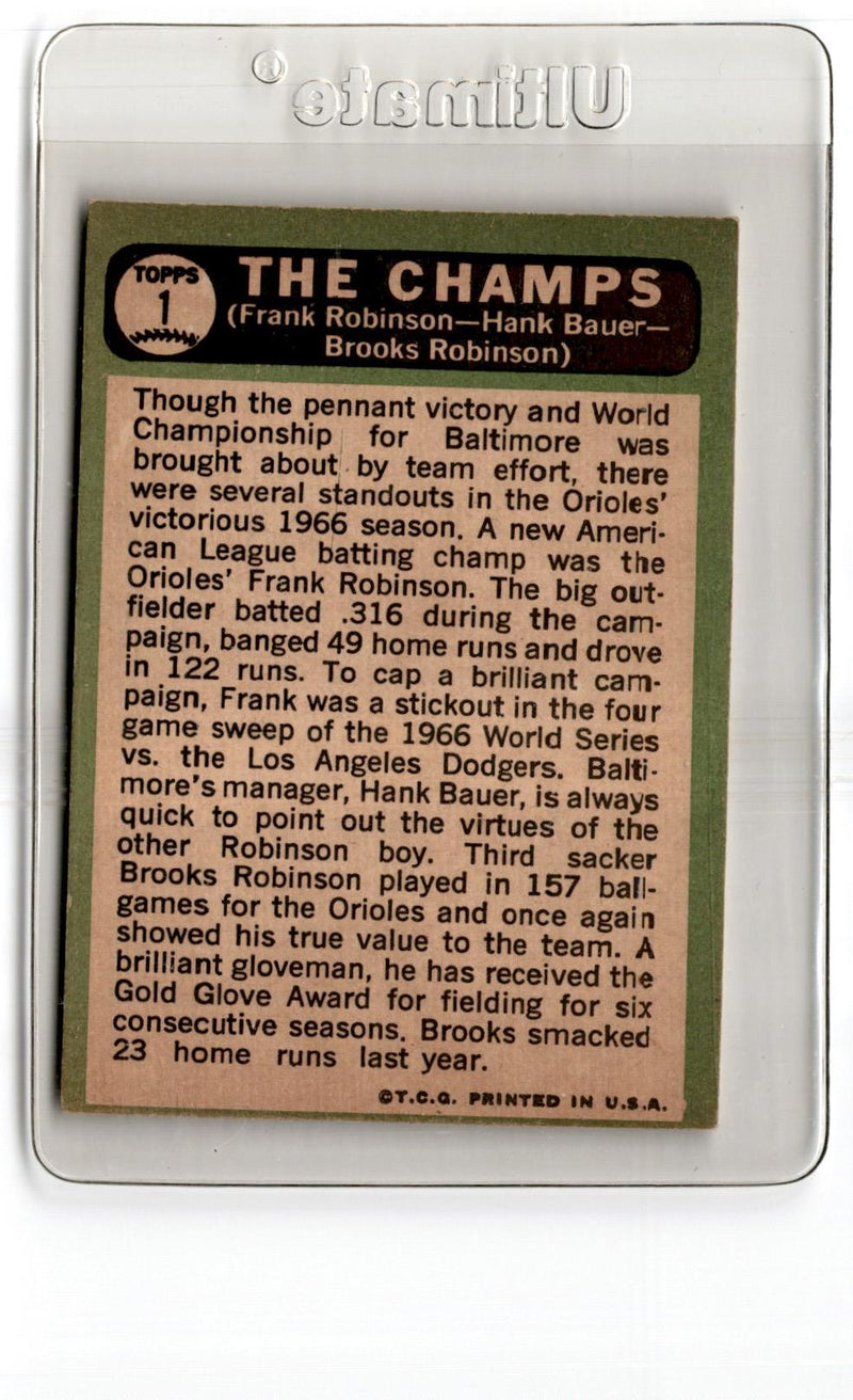 1967 Topps The Champs Frank Robinson / Brooks Robinson / Bauer