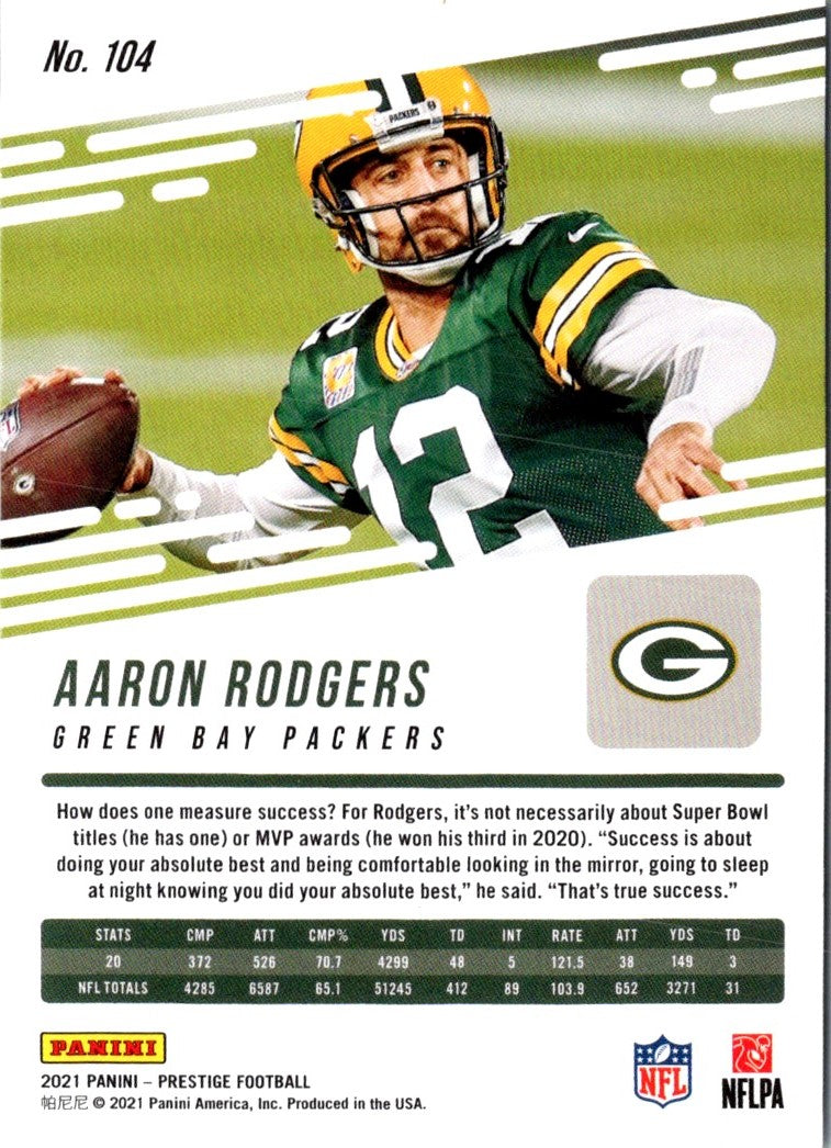 2021 Panini Prestige Aaron Rodgers