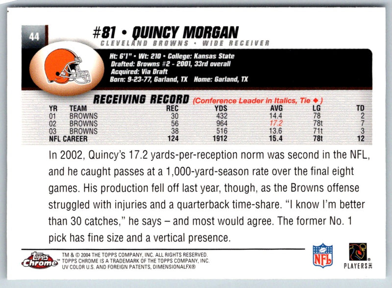 2004 Topps Chrome Quincy Morgan