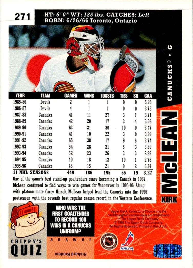 1996 Collector's Choice Kirk McLean