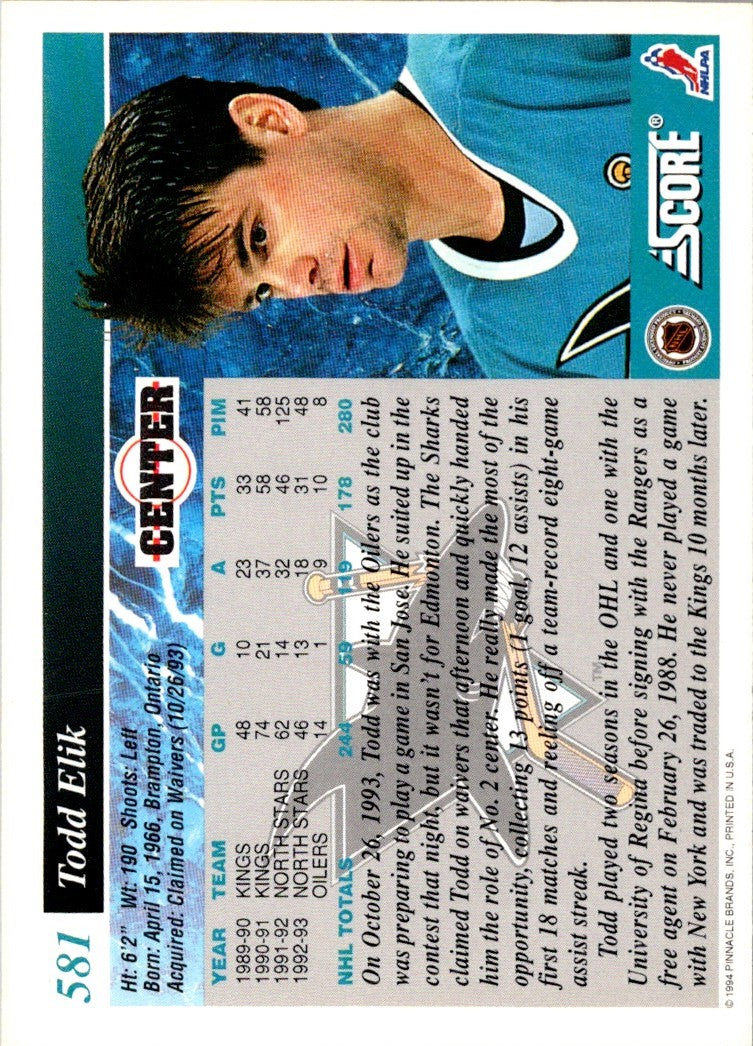 1993 Score Todd Elik
