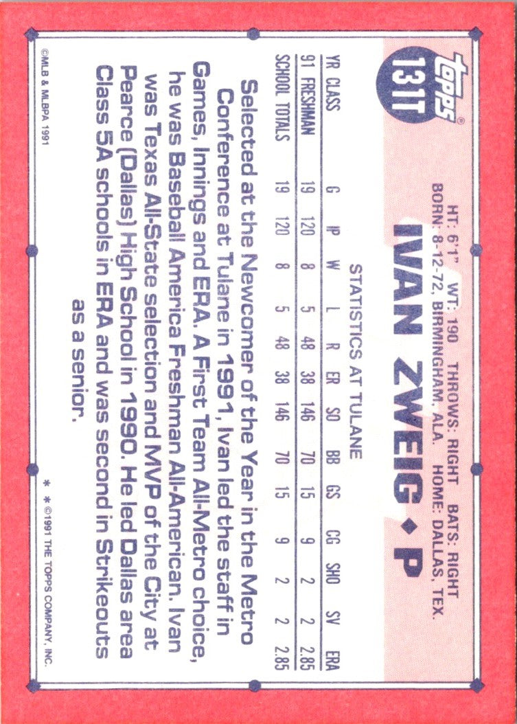 1991 Topps Traded Ivan Zweig