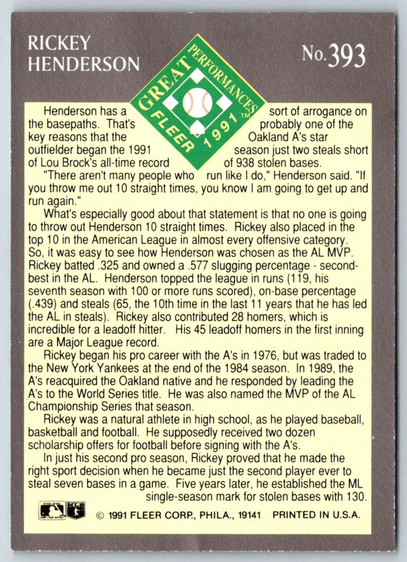 1991 Ultra Rickey Henderson