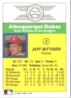 1990 CMC Albuquerque Dukes Jeff Bittiger #2