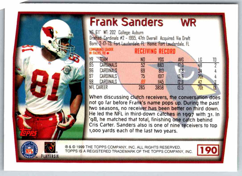 1999 Topps Frank Sanders