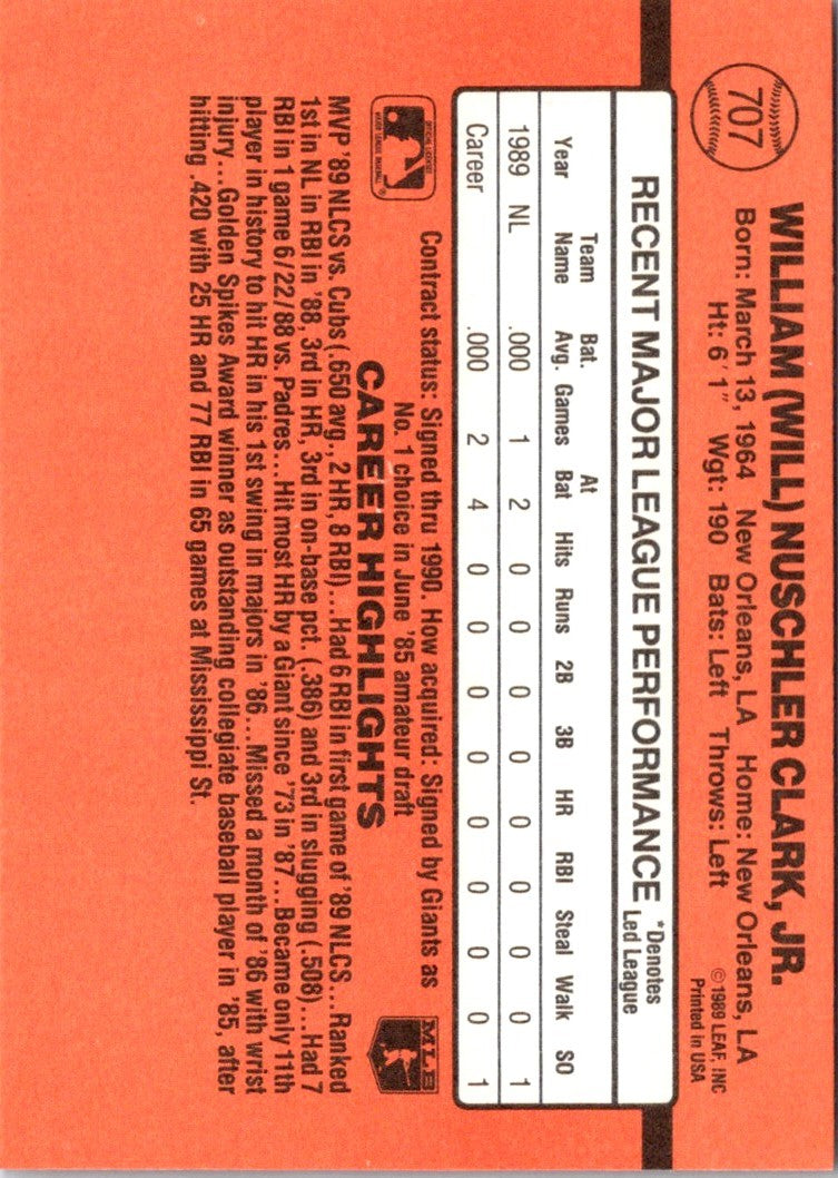 1990 Donruss Will Clark