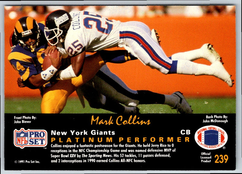 1991 Pro Set Platinum Mark Collins
