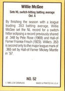 1985 Donruss Highlights Willie McGee