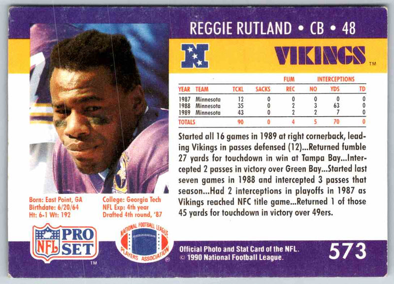 1990 Proset Reggie Rutland