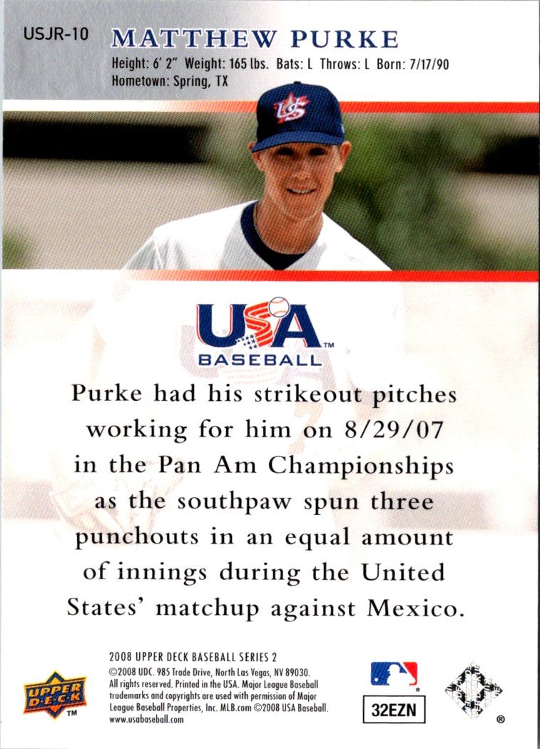 2008 Upper Deck USA Junior National Team Matthew Purke