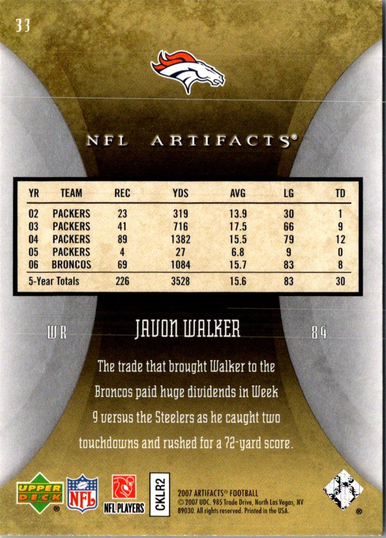 2007 Upper Deck Artifacts Javon Walker