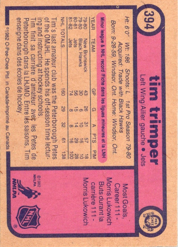 1982 O-Pee-Chee Tim Trimper