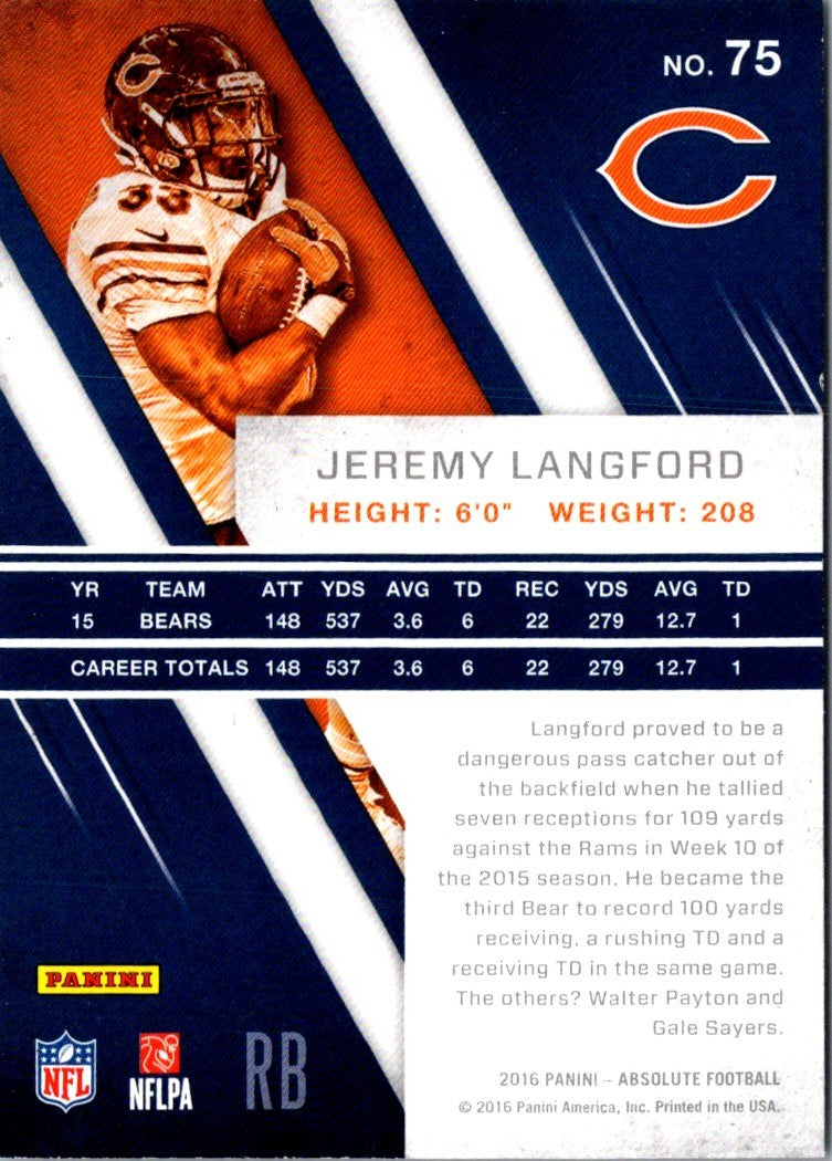 2016 Panini Absolute Jeremy Langford