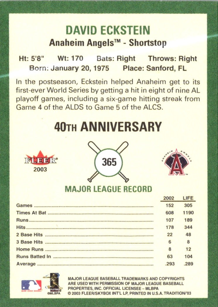 2003 Fleer Tradition David Eckstein