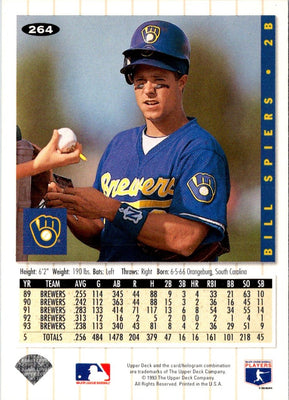 1994 Collector's Choice Bill Spiers #264 Silver Signature