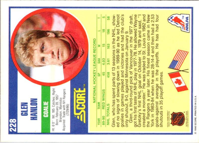 1990 Score Glen Hanlon