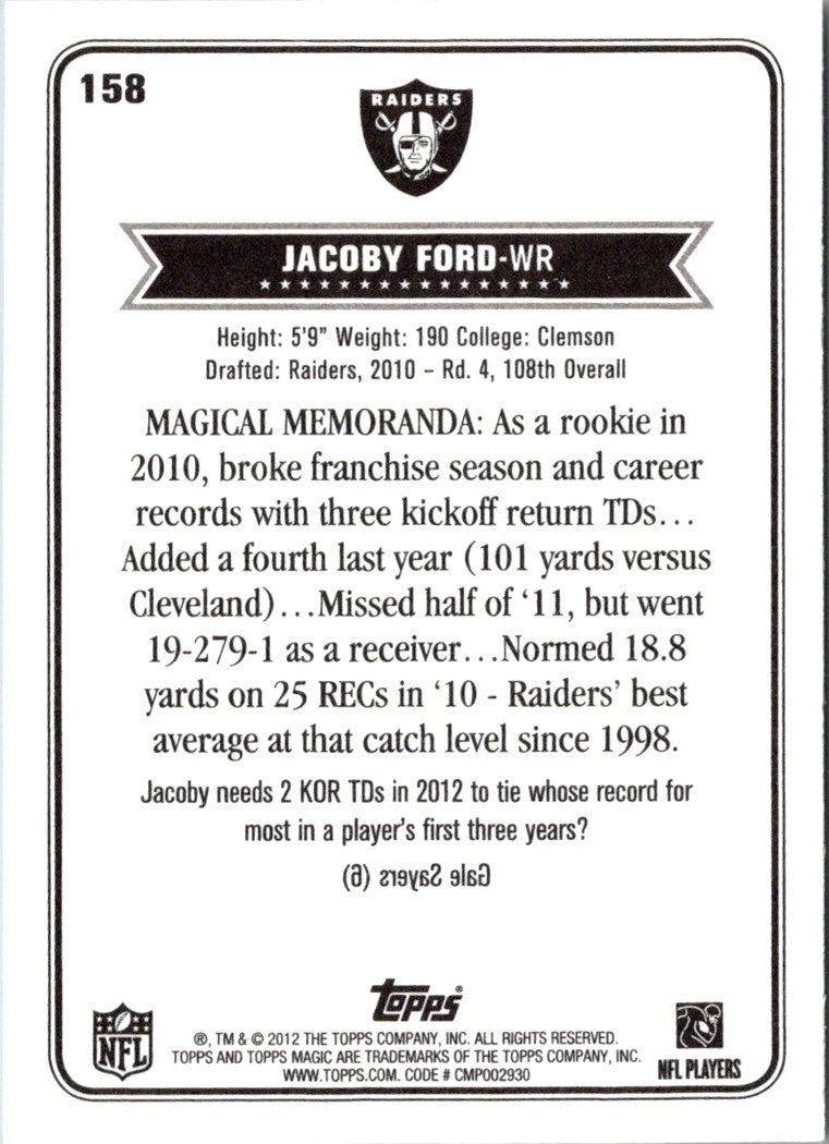 2012 Topps Magic Jacoby Ford