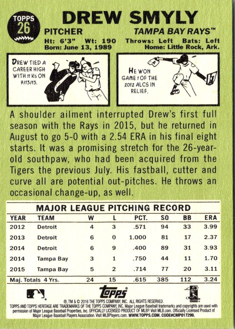 2016 Topps Heritage Drew Smyly