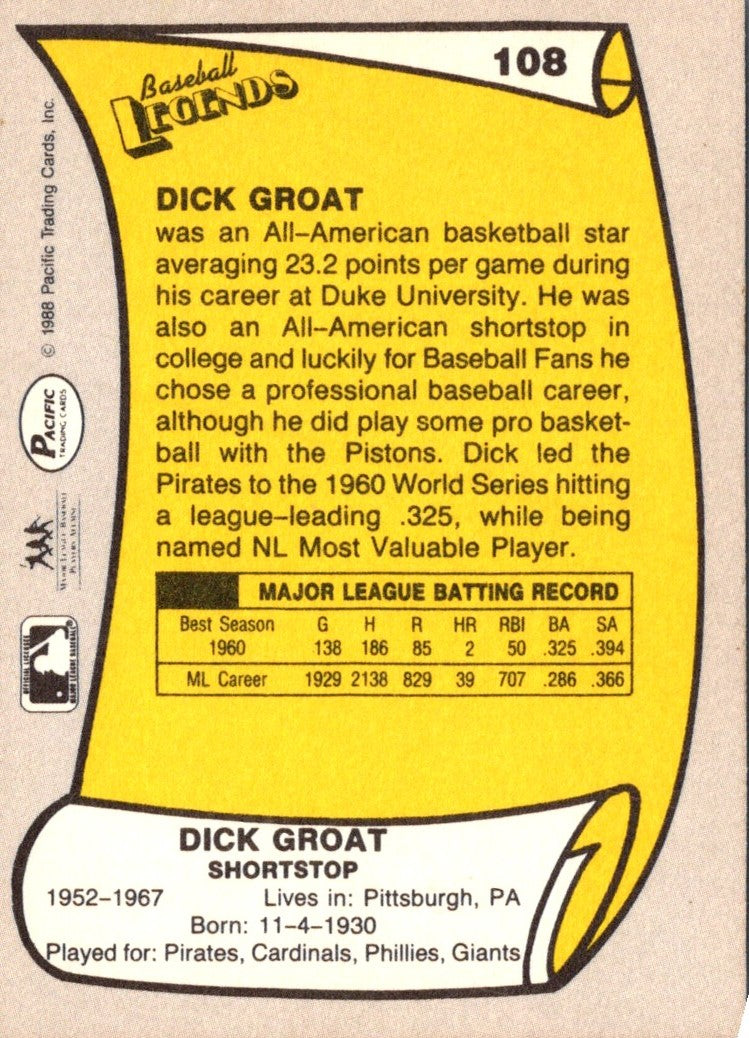 1988 Pacific Legends Dick Groat