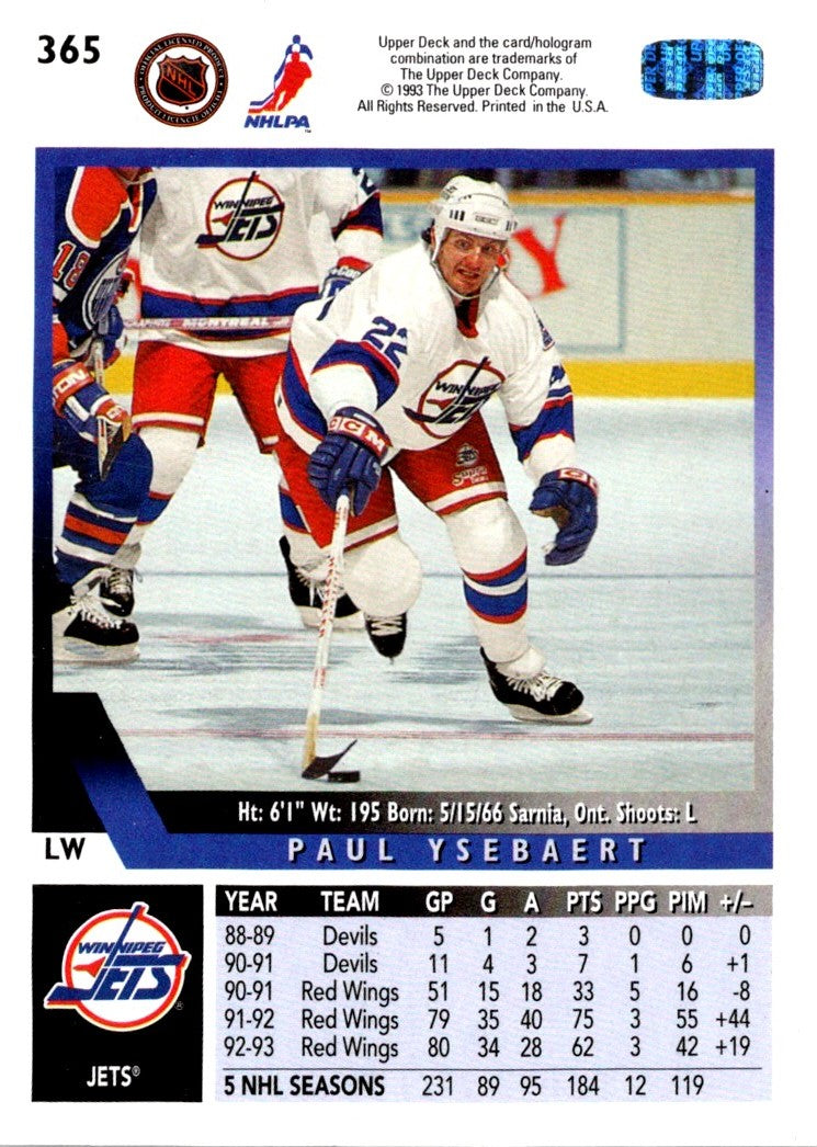 1993 Upper Deck Paul Ysebaert