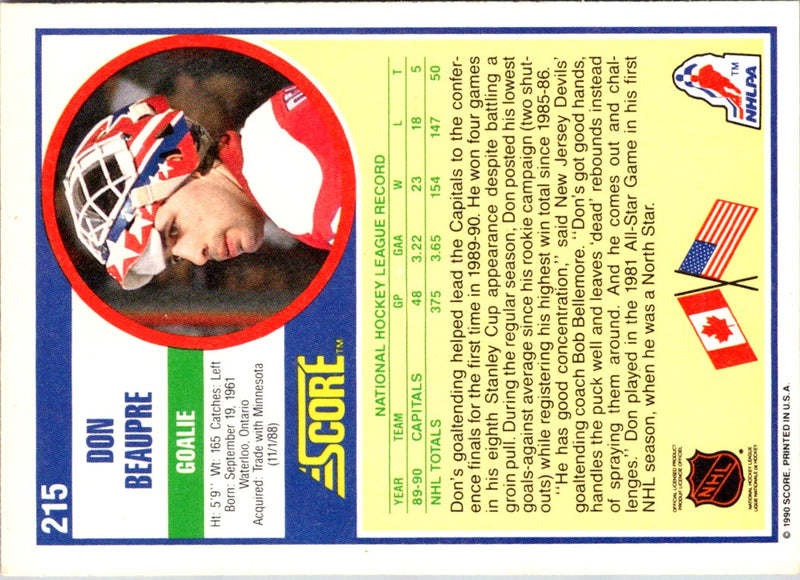 1990 Score Don Beaupre