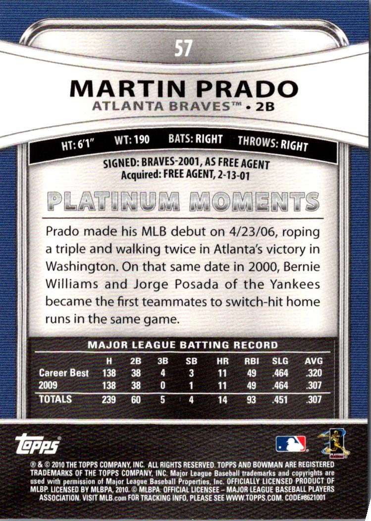 2010 Bowman Platinum Martin Prado