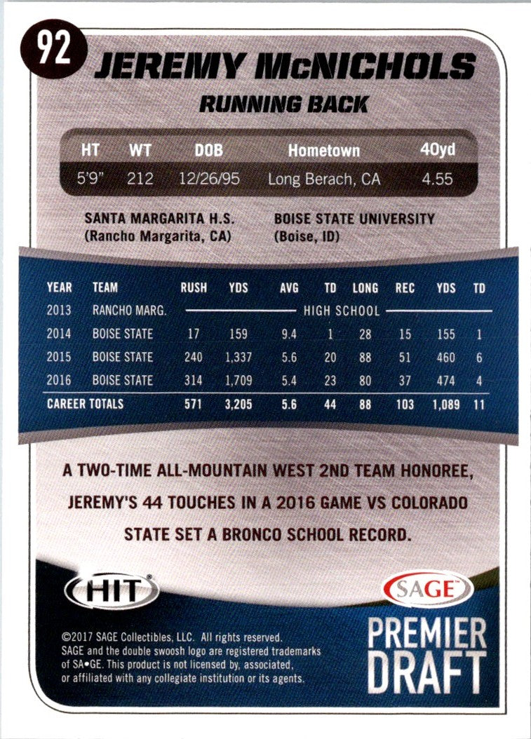 2017 SAGE HIT Jeremy Mcnichols