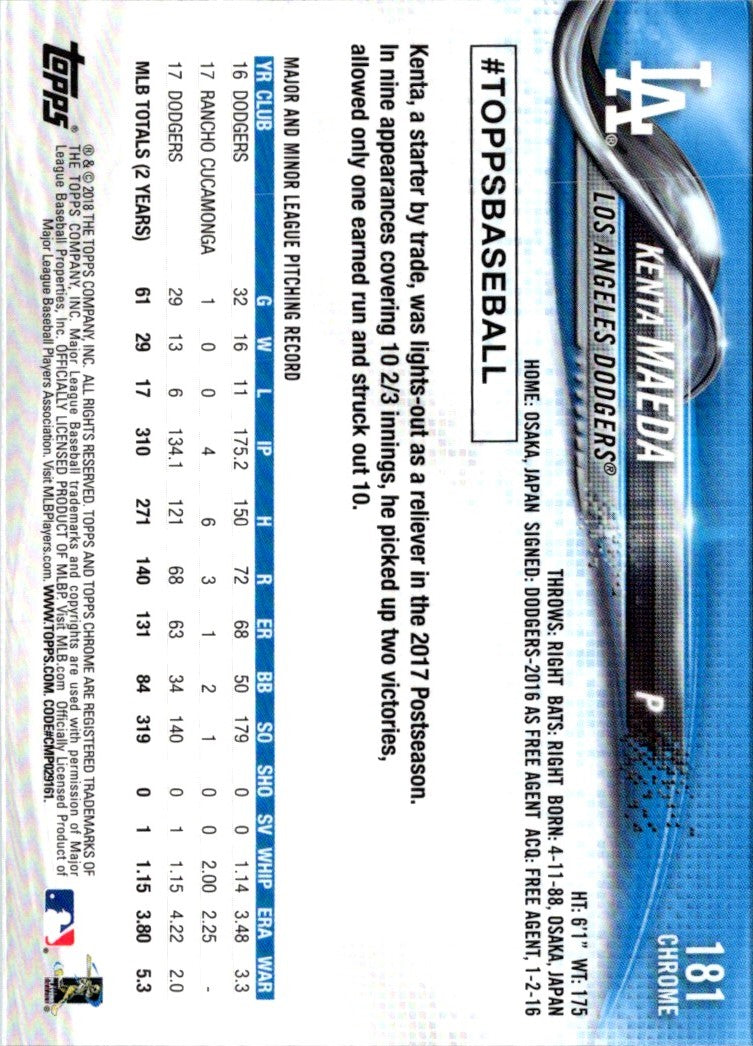 2018 Topps Chrome Kenta Maeda