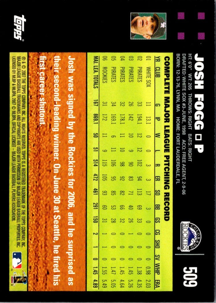 2007 Topps Josh Fogg