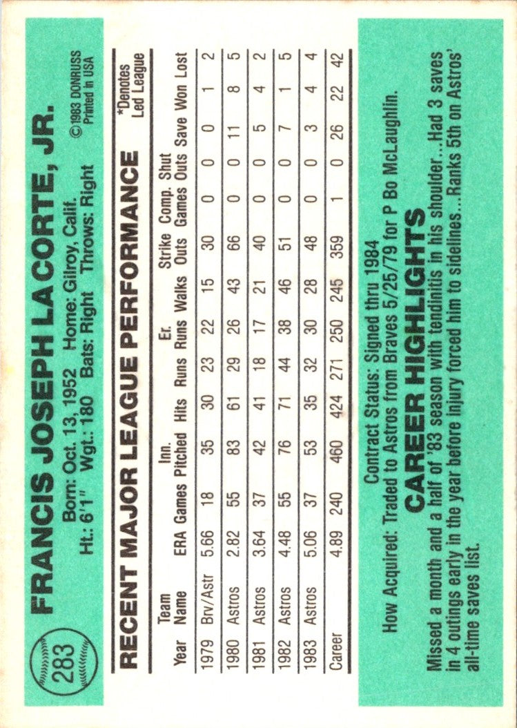 1984 Donruss Frank LaCorte