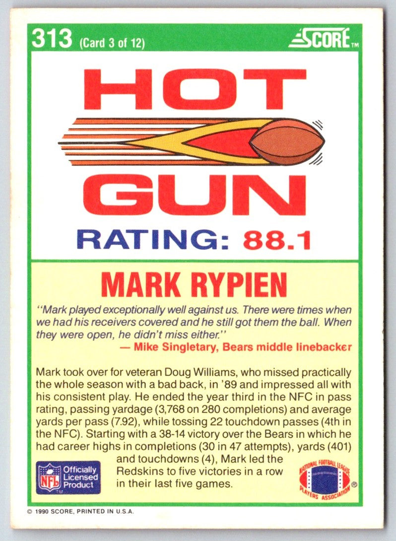 1990 Score Mark Rypien