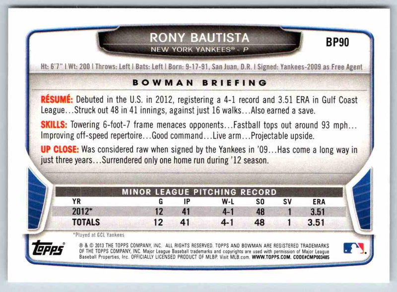 2013 Bowman Rony Bautista