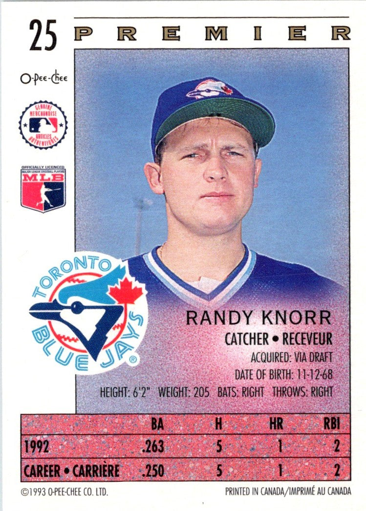 1993 O-Pee-Chee Premier Randy Knorr