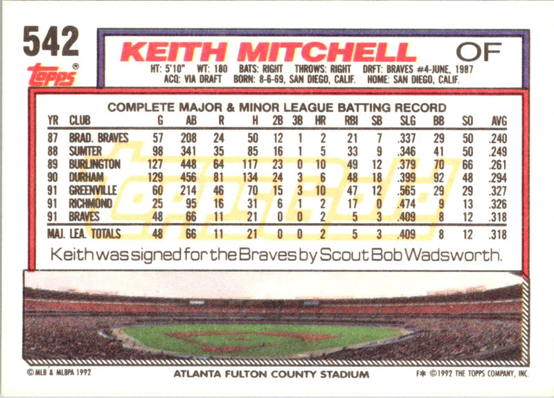 1992 Topps Keith Mitchell