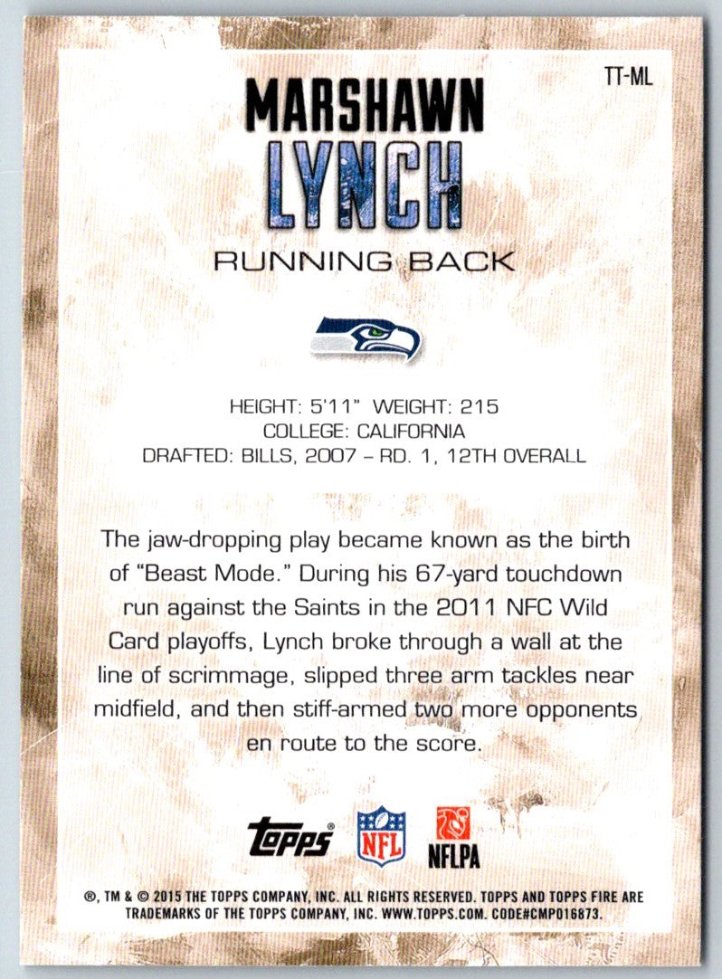 2015 Topps Fire Transcendent Touchdowns Marshawn Lynch