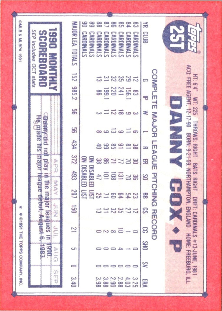 1991 Topps Traded Danny Cox