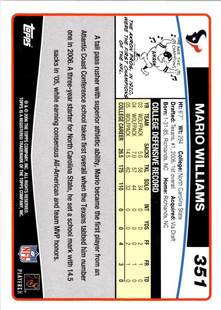 2006 Topps Mario Williams
