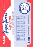 1989 Fleer League Leaders Mark McGwire