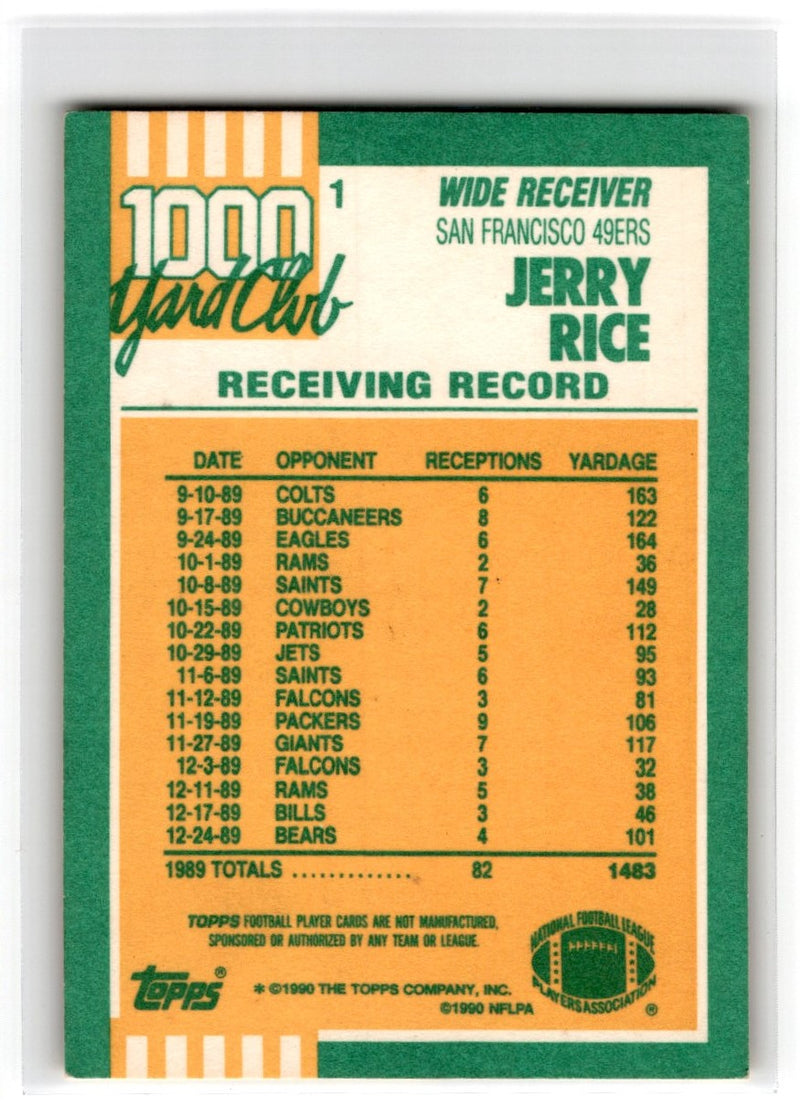 1990 Topps 1000 Yard Club Jerry Rice