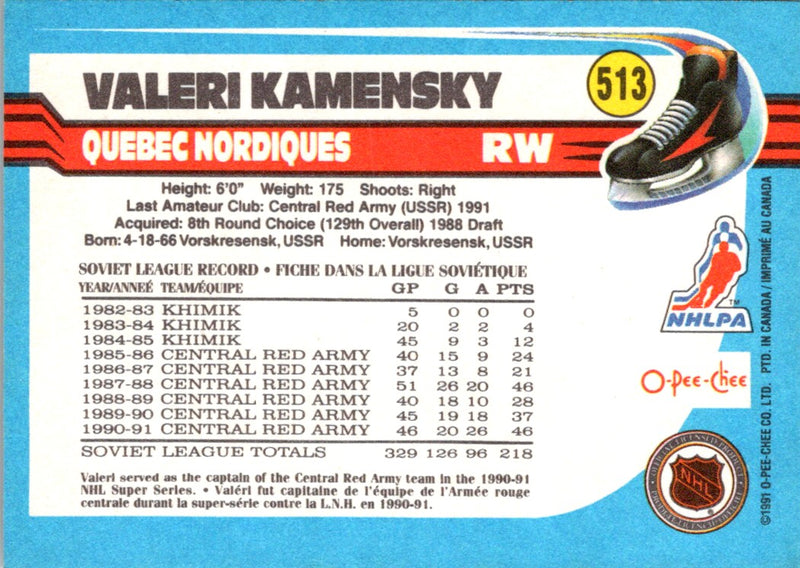 1991 O-Pee-Chee Valeri Kamensky