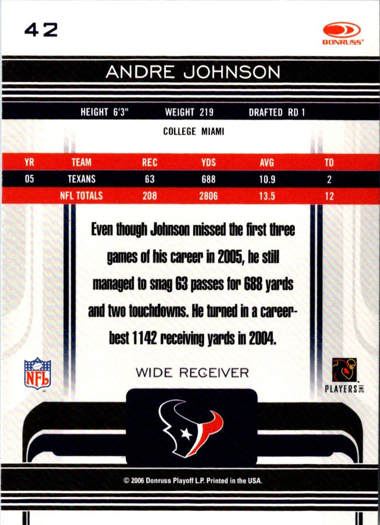 2006 Donruss Gridiron Gear Andre Johnson