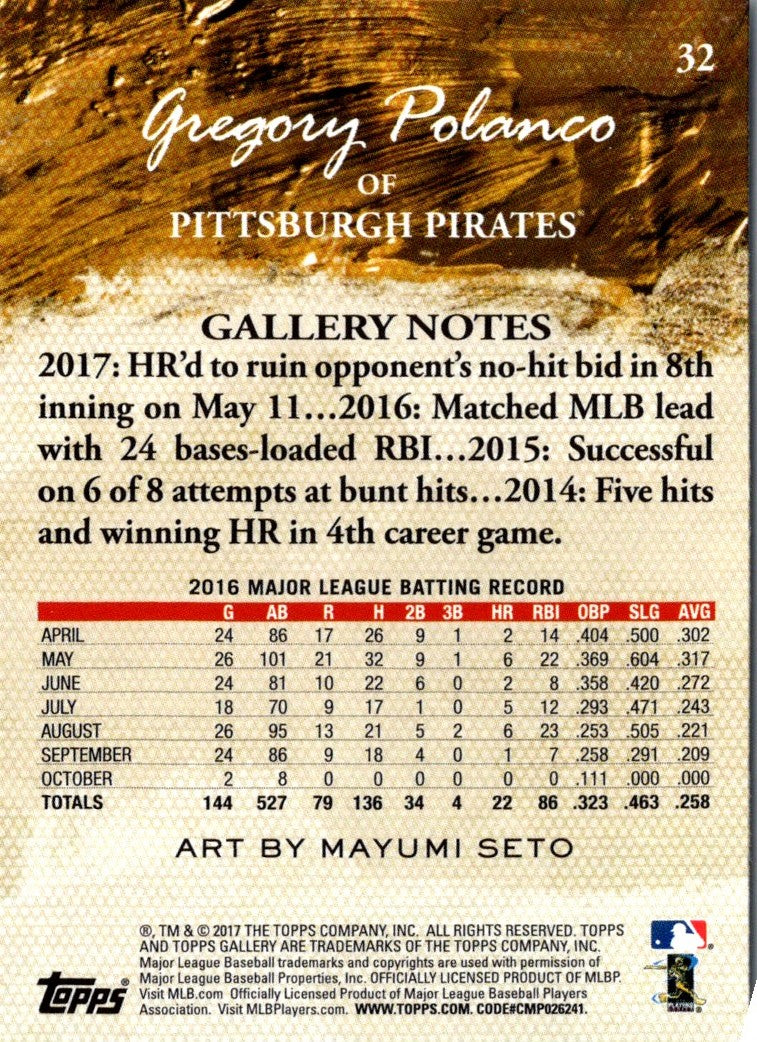 2017 Topps Gallery Gregory Polanco