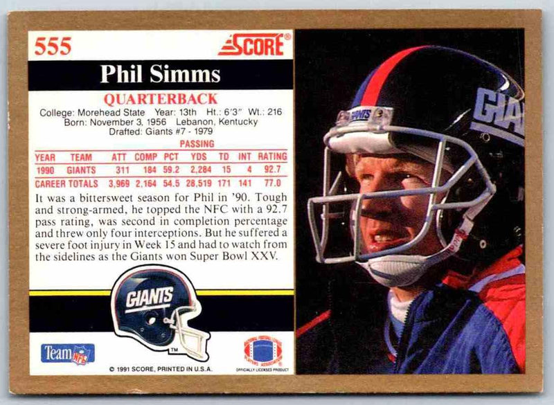 1991 Score Phil Simms