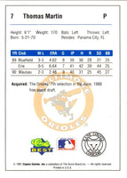 1991 Classic Best Kane County Cougars Thomas Martin #7
