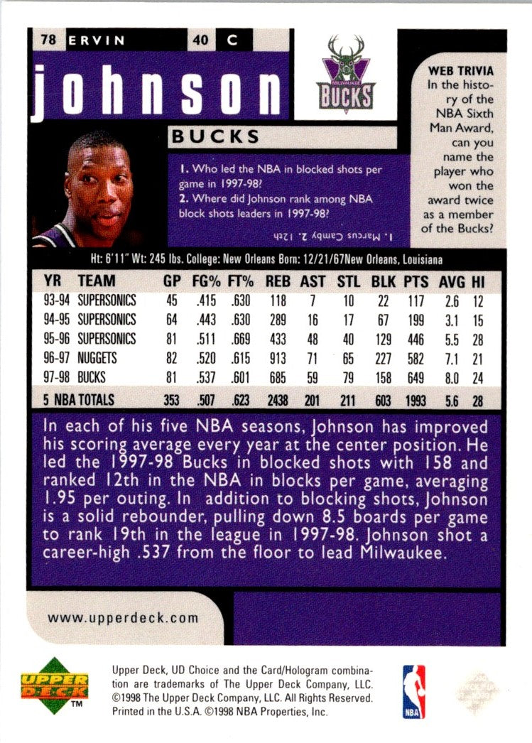 1998 UD Choice Ervin Johnson