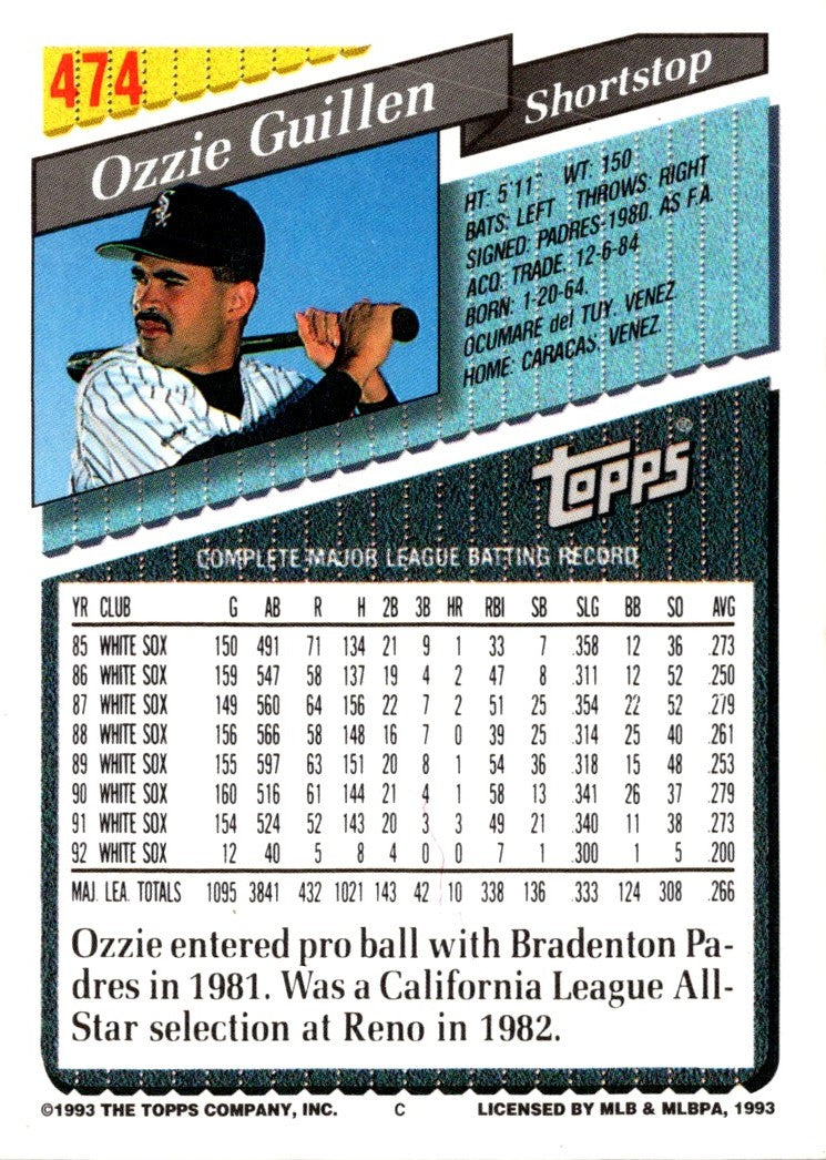 1993 Topps Gold Ozzie Guillen